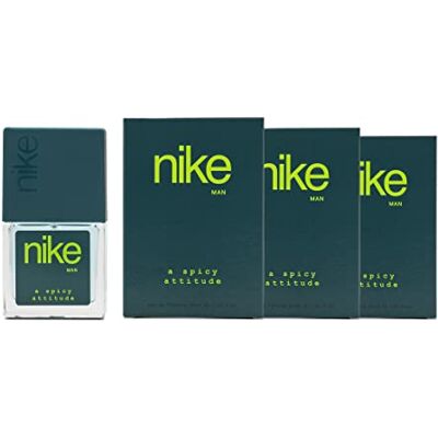 Nike A Spicy Attitude Pack de 3 x 30 ml, Colónia para homem, formato de viagem em spray, perfume homem, Eau de toilette masculina, aroma cítrico, fragrância fresca Nike A Spicy Attitude Pack de 3 x 30 ml, Colónia para homem, formato de viagem em spray, perfume homem, Eau de toilette masculina, aroma cítrico, fragrância fresca