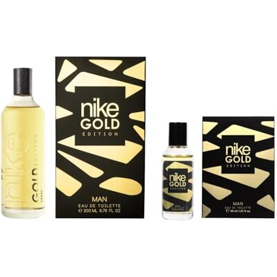 Nike Gold Edition Promoção 200 ml + 30 ml, Colónia para homem, pacote de 2 produtos, Eau de Toilette natural e masculina, aroma cítrico especiado, fragrância fresca, elegante e de longa duração Nike Gold Edition Promoção 200 ml + 30 ml, Colónia para homem, pacote de 2 produtos, Eau de Toilette natural e masculina, aroma cítrico especiado, fragrância fresca, elegante e de longa duração