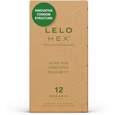 LELO Preservativos HEX de , fabricados com látex de procedência orgânica e infusados com L-arginina, preservativos ultra-sensíveis 12 embalagens LELO Preservativos HEX de , fabricados com látex de procedência orgânica e infusados com L-arginina, preservativos ultra-sensíveis 12 embalagens