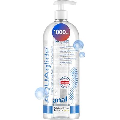 JOYDIVISION Original AQUAglide Anal gel lubrificante de 1000 ml, inodoro, pH otimizado e transparente, à base de água e cristalino, compatível com preservativos de látex JOYDIVISION Original AQUAglide Anal gel lubrificante de 1000 ml, inodoro, pH otimizado e transparente, à base de água e cristalino, compatível com preservativos de látex