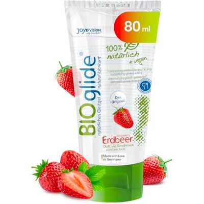JOYDIVISION Original BIOglide morango gel lubrificante 80 ml 100% natural e vegano gel orgânico à base de água adequado para preservativos de látex JOYDIVISION Original BIOglide morango gel lubrificante 80 ml 100% natural e vegano gel orgânico à base de água adequado para preservativos de látex