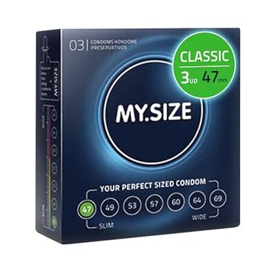 MY.SIZE Clássico preservativos tamanho 1 largura 47 mm pacote de teste 3 unidades reservativos premium extra finos ultra sensíveis e delicados, espessura 0,07 mm veganos MY.SIZE Clássico preservativos tamanho 1 largura 47 mm pacote de teste 3 unidades reservativos premium extra finos ultra sensíveis e delicados, espessura 0,07 mm veganos