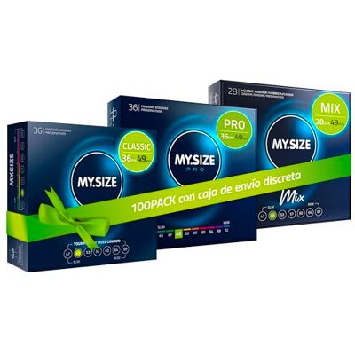 MY.SIZE 100 reservativos 49 mm Megaset Classic+Mix+Pro Tamanho 1 pacote económico de 100 unidades Preservativo premium extra-fino Sensível muito fino Parede fina Preservativos veganos MY.SIZE 100 reservativos 49 mm Megaset Classic+Mix+Pro Tamanho 1 pacote económico de 100 unidades Preservativo premium extra-fino Sensível muito fino Parede fina Preservativos veganos