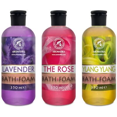 Trust Espuma de casa de banho conjunto 3 x 350 ml espuma de banho com óleo essencial de lavanda e absoluto de rosa & Ylang Ylang cuidado do corpo relaxamento aromaterapia spa casas de banho de bolhas beleza Trust Espuma de casa de banho conjunto 3 x 350 ml espuma de banho com óleo essencial de lavanda e absoluto de rosa & Ylang Ylang cuidado do corpo relaxamento aromaterapia spa casas de banho de bolhas beleza