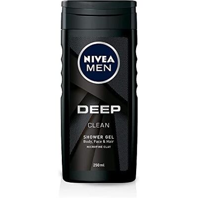 NIVEA Embalagem de 6 – gel de banho Men Deep Clean – Proporciona uma pele hidratada – 250 ml. NIVEA Embalagem de 6 – gel de banho Men Deep Clean – Proporciona uma pele hidratada – 250 ml.
