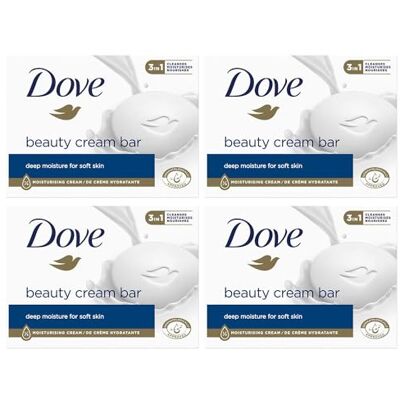 Dove Barra de sabão de beleza original creme 3 em 1, limpa, hidrata e nutre sabão de banho sem sulfatos para uma pele suave e lisa, adequado para uso diário, 4 x 90 g Dove Barra de sabão de beleza original creme 3 em 1, limpa, hidrata e nutre sabão de banho sem sulfatos para uma pele suave e lisa, adequado para uso diário, 4 x 90 g