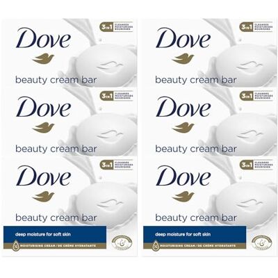 Dove Orginal Beauty Cream Bar 3 em 1 limpa, hidratante e neutro sabão de banho sem sulfatos para uma pele macia e sedosa, adequado para uso diário, 6 x 90 g Dove Orginal Beauty Cream Bar 3 em 1 limpa, hidratante e neutro sabão de banho sem sulfatos para uma pele macia e sedosa, adequado para uso diário, 6 x 90 g