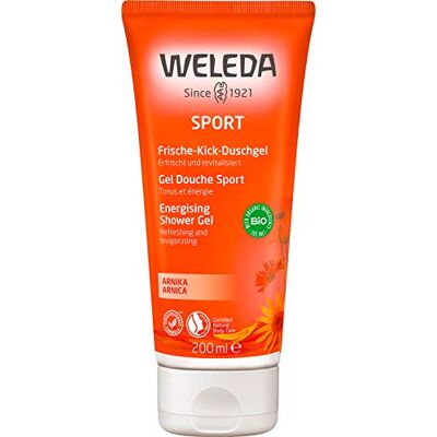 WELEDA Sport gel de duche com extrato de arnica 200 ml Árnica, óleos essenciais, limpeza suave, efeito refrescante, todos os tipos de pele, fórmula vegana, após o exercício WELEDA Sport gel de duche com extrato de arnica 200 ml Árnica, óleos essenciais, limpeza suave, efeito refrescante, todos os tipos de pele, fórmula vegana, após o exercício