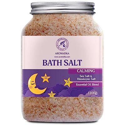 Trust Sais de banho calmante 1300 g com óleo essencial de sândalo e lavanda e beringela 100 % sais naturais marinhas relaxante cuidado corporal aromaterapia Trust Sais de banho calmante 1300 g com óleo essencial de sândalo e lavanda e beringela 100 % sais naturais marinhas relaxante cuidado corporal aromaterapia