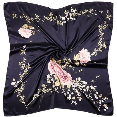 DRESHOW Lenços de Cetim Quadrados Grandes Acessórios de Cabelo Seda de Praia Estampado Clássico para Mulher, Tamanho único DRESHOW Lenços de Cetim Quadrados Grandes Acessórios de Cabelo Seda de Praia Estampado Clássico para Mulher, Tamanho único