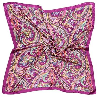 DRESHOW Lenços de cetim quadrados grandes acessórios de cabelo seda de praia estampado clássico para mulher, Tamanho único DRESHOW Lenços de cetim quadrados grandes acessórios de cabelo seda de praia estampado clássico para mulher, Tamanho único