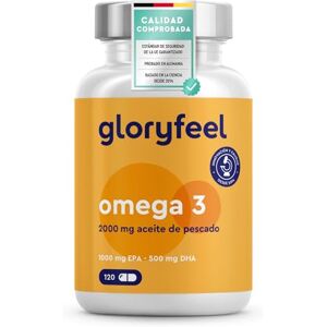 Gloryfeel Cápsulas de Ómega 3 2000mg Alta potência 1000mg EPA + 500mg DHA Triglicéridos reesterificados Óleo de peixe de alta biodisponibilidade Suporte para colesterol, cérebro e coração* Gloryfeel Cápsulas de Ómega 3 2000mg Alta potência 1000mg EPA + 500mg DHA Triglicéridos reesterificados Óleo de peixe de alta biodisponibilidade Suporte para colesterol, cérebro e coração*