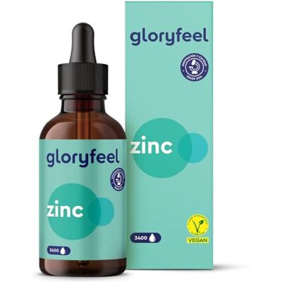 Gloryfeel Zinco em gotas ABSORÇÃO máxima 3400 gotas (fornecimento para 7 meses) Premium: Zinco iónico sem álcool, vegano Fabricado na Alemanha Gloryfeel Zinco em gotas ABSORÇÃO máxima 3400 gotas (fornecimento para 7 meses) Premium: Zinco iónico sem álcool, vegano Fabricado na Alemanha