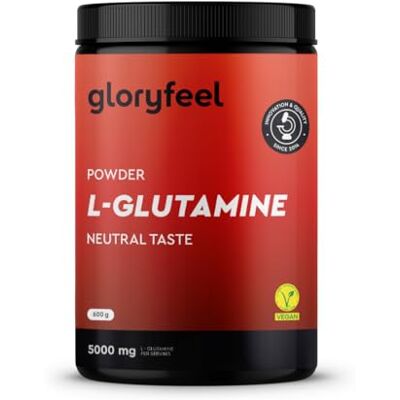 Gloryfeel L-Glutamina em pó 600g 120 Doses L glutamina pura, sem sabor e ultra-fina, 100% glutamina micronizada, altamente dosada, vegana, sem glúten nem aditivos testada em laboratório Gloryfeel L-Glutamina em pó 600g 120 Doses L glutamina pura, sem sabor e ultra-fina, 100% glutamina micronizada, altamente dosada, vegana, sem glúten nem aditivos testada em laboratório