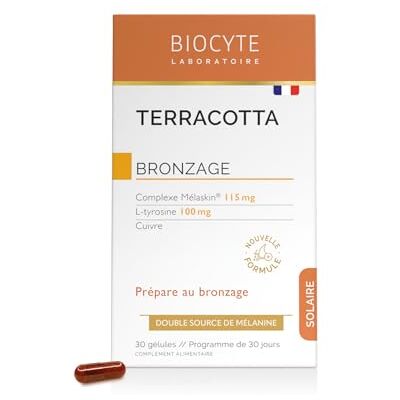Biocyte Terracotta bronzeado complemento alimentar bronzeado, reparador solar fonte dupla de melanina, L-tirosina, cobre, programa de 30 dias Biocyte Terracotta bronzeado complemento alimentar bronzeado, reparador solar fonte dupla de melanina, L-tirosina, cobre, programa de 30 dias
