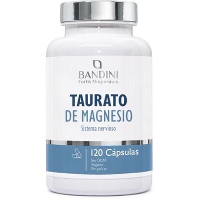 BANDINI ® Taurato de magnésio 2.000 mg por ração 120 cápsulas veganas Fórmula alta pureza, biodisponibilidade e absorção, 160 mg Elemental, magnésio suave para estômago e fácil de tomar BANDINI ® Taurato de magnésio 2.000 mg por ração 120 cápsulas veganas Fórmula alta pureza, biodisponibilidade e absorção, 160 mg Elemental, magnésio suave para estômago e fácil de tomar