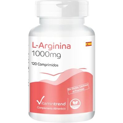 Vitamintrend L-Arginina 1000 mg, 120 comprimidos, alta dose, aminoácido essencial, complemento alimentar vegano sem estearato de magnésio, fabricado na Alemanha Vitamintrend L-Arginina 1000 mg, 120 comprimidos, alta dose, aminoácido essencial, complemento alimentar vegano sem estearato de magnésio, fabricado na Alemanha