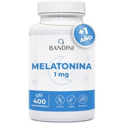 BANDINI ® Melatonina pura 400 comprimidos veganos Mais de 1 ano de Indutor de sono natural 1 mg fácil de engolir, suplemento para melhor descanso, forte para dormir BANDINI ® Melatonina pura 400 comprimidos veganos Mais de 1 ano de Indutor de sono natural 1 mg fácil de engolir, suplemento para melhor descanso, forte para dormir
