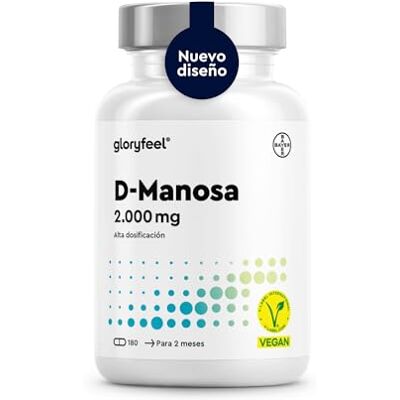Gloryfeel D Manosa pura 2000 mg de alta dosagem, 180 cápsulas de origem natural D-Manosa 100% vegano, testado em laboratório e sem aditivos Gloryfeel D Manosa pura 2000 mg de alta dosagem, 180 cápsulas de origem natural D-Manosa 100% vegano, testado em laboratório e sem aditivos