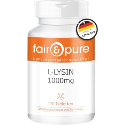Pure ® L-Lisina comprimidos 1000 mg altamente doseado, vegano 120 comprimidos Pure ® L-Lisina comprimidos 1000 mg altamente doseado, vegano 120 comprimidos