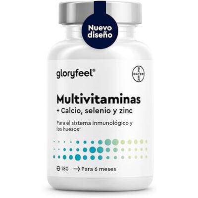 Gloryfeel Multivitaminas e minerais, comprimidos de 180 para 6 meses todas as vitaminas A, B, C, D3, E, cálcio, zinco, selénio multivitamínico ativo completo para homem e mulher testado em laboratório Gloryfeel Multivitaminas e minerais, comprimidos de 180 para 6 meses todas as vitaminas A, B, C, D3, E, cálcio, zinco, selénio multivitamínico ativo completo para homem e mulher testado em laboratório