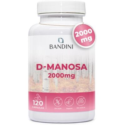 BANDINI ® D Manosa pura 2000 mg de alta dosagem Suplemento natural de alta potência, sem OGM Químicos ou aditivos adicionados, 120 cápsulas vegan, por mais de 1 mês de fornecimento BANDINI ® D Manosa pura 2000 mg de alta dosagem Suplemento natural de alta potência, sem OGM Químicos ou aditivos adicionados, 120 cápsulas vegan, por mais de 1 mês de fornecimento