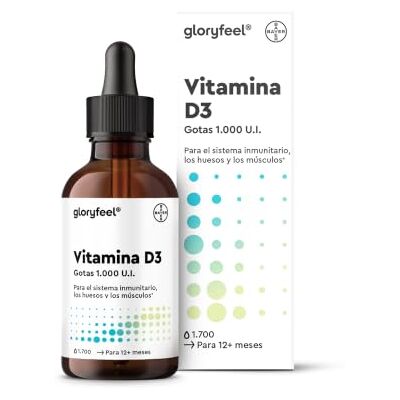Gloryfeel Vitamina D3 em gotas 5000 U.I. para 5 gotas 50 ml (líquido) em óleo de coco MCT altamente biodisponíveis e estáveis testado em laboratório, fabricado na Alemanha sem aditivos Gloryfeel Vitamina D3 em gotas 5000 U.I. para 5 gotas 50 ml (líquido) em óleo de coco MCT altamente biodisponíveis e estáveis testado em laboratório, fabricado na Alemanha sem aditivos