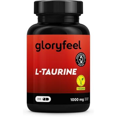 Gloryfeel L-Taurina Pura 1000 mg 210 cápsulas de altas doses, aminoácido para o pré-treino suplemento desportivo para homens e mulheres 100% vegan e testado em laboratório Gloryfeel L-Taurina Pura 1000 mg 210 cápsulas de altas doses, aminoácido para o pré-treino suplemento desportivo para homens e mulheres 100% vegan e testado em laboratório