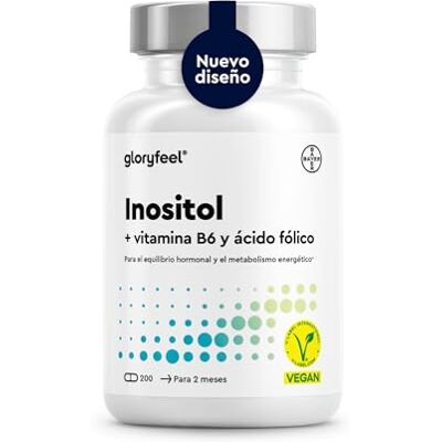 Gloryfeel Myo Inositol 2000mg + Vit B6 + Ácido fólico (Quatrefolic®) 200 Cápsulas com 400µg de Ácido Fólico ATIVO Equilíbrio feminino e equilíbrio hormonal da mulher* Testado em laboratório Gloryfeel Myo Inositol 2000mg + Vit B6 + Ácido fólico (Quatrefolic®) 200 Cápsulas com 400µg de Ácido Fólico ATIVO Equilíbrio feminino e equilíbrio hormonal da mulher* Testado em laboratório