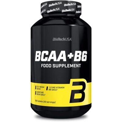 BioTechUSA BCAA+B6 Aminoácidos com vitamina B6 Com leucina, isoleucina e valina Para o metabolismo das proteínas energia e recuperação sem glúten 200 comprimidos BioTechUSA BCAA+B6 Aminoácidos com vitamina B6 Com leucina, isoleucina e valina Para o metabolismo das proteínas energia e recuperação sem glúten 200 comprimidos