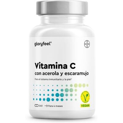 Gloryfeel Vitamina C Natural 1,240 mg 240 cápsulas, à base de extratos de açarola e casca de peixe, fortalece o sistema imunitário e o nível de energia vitamina C pura testada em laboratório Gloryfeel Vitamina C Natural 1,240 mg 240 cápsulas, à base de extratos de açarola e casca de peixe, fortalece o sistema imunitário e o nível de energia vitamina C pura testada em laboratório