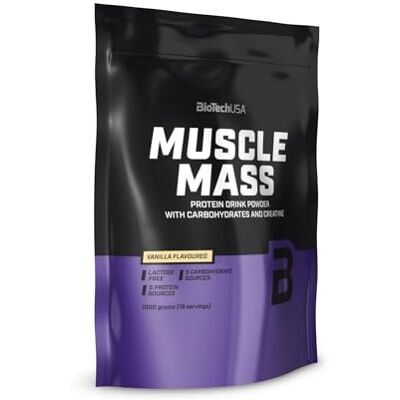 BioTechUSA Muscle Mass Bebida em pó com carboidratos e proteínas Com 5 fontes de proteínas e 5 fontes de carboidratos, com peptídeos de glutamina com creatina 1000 g, baunilha BioTechUSA Muscle Mass Bebida em pó com carboidratos e proteínas Com 5 fontes de proteínas e 5 fontes de carboidratos, com peptídeos de glutamina com creatina 1000 g, baunilha