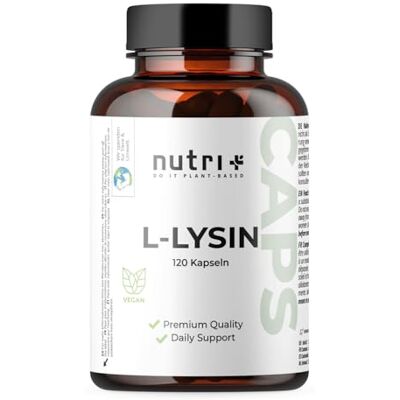 Nutri + L-Lisina Cápsulas altas dosis + vegano 2200mg por porción diaria testado en laboratorio 120 Caps 550mg cada una bloque constructor de colágeno y tejido conectivo Nutri + L-Lisina Cápsulas altas dosis + vegano 2200mg por porción diaria testado en laboratorio 120 Caps 550mg cada una bloque constructor de colágeno y tejido conectivo