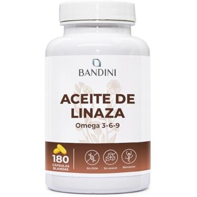 BANDINI ® Ómega 3 6 9 de óleo de linhaça 1000 mg 180 cápsulas macias Óleo de sementes de linho vegano ácido alfa-Linoleico, ácido linoleico e ácido oleico 1 dia (6 meses de fornecimento) BANDINI ® Ómega 3 6 9 de óleo de linhaça 1000 mg 180 cápsulas macias Óleo de sementes de linho vegano ácido alfa-Linoleico, ácido linoleico e ácido oleico 1 dia (6 meses de fornecimento)