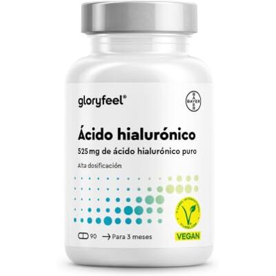 Gloryfeel Ácido Hialurónico de altas doses 525mg de Ácido Hialurónico por Cápsula 500-700 kDa Vegano, Testado em laboratório, Fabricado na Alemanha, Sem Aditivos Gloryfeel Ácido Hialurónico de altas doses 525mg de Ácido Hialurónico por Cápsula 500-700 kDa Vegano, Testado em laboratório, Fabricado na Alemanha, Sem Aditivos