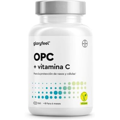 Gloryfeel OPC 360 Cápsulas 1052 mg extrato de semente de uva vitamina C Reforça o sistema imunitário e a sua energia OPC puro de uvas francesas originais testadas em laboratório e sem aditivos Gloryfeel OPC 360 Cápsulas 1052 mg extrato de semente de uva vitamina C Reforça o sistema imunitário e a sua energia OPC puro de uvas francesas originais testadas em laboratório e sem aditivos