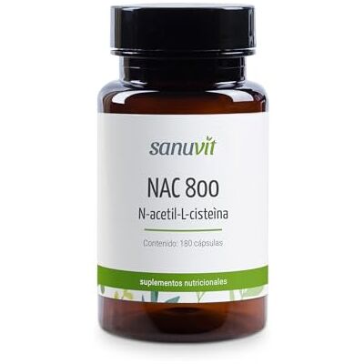 Sanuvit ® NAC N-Acetil L-Cisteína 180 cápsulas com 800 mg cada uma Alta biodisponibilidade e tolerância Vegano Sanuvit ® NAC N-Acetil L-Cisteína 180 cápsulas com 800 mg cada uma Alta biodisponibilidade e tolerância Vegano