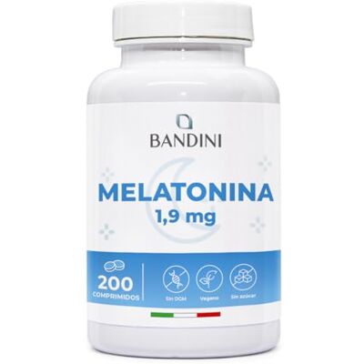 BANDINI ® Melatonina pura 1,9 mg 200 comprimidos vegan, fornecimento por mais de 6 meses indutor natural do sono fácil de engolir, suplemento para um melhor descanso, forte para dormir Inductor del Sueño Natural Fácil de Tragar, Suplemento para un Mejor BANDINI ® Melatonina pura 1,9 mg 200 comprimidos vegan, fornecimento por mais de 6 meses indutor natural do sono fácil de engolir, suplemento para um melhor descanso, forte para dormir Inductor del Sueño Natural Fácil de Tragar, Suplemento para un Mejor