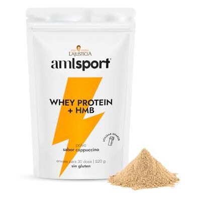 AMLSPORT Ana Maria Lawbone Whey Protein HMB, sabor Capuchino Manter e aumentar a massa muscular, recuperação pós-treino, sem glúten, 520 g em pó, suplementação desportiva AMLSPORT Ana Maria Lawbone Whey Protein HMB, sabor Capuchino Manter e aumentar a massa muscular, recuperação pós-treino, sem glúten, 520 g em pó, suplementação desportiva