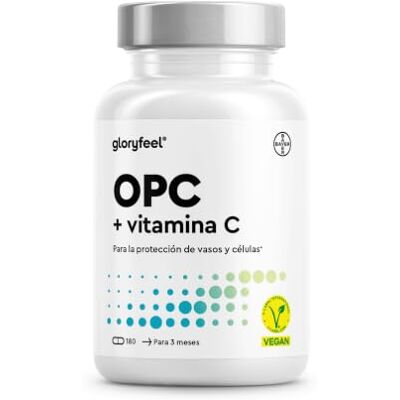 Gloryfeel OPC 1052 mg Vitamina C extrato de semente de uva Reforça o sistema imunitário e a sua energia OPC puro de uvas francesas originais vegano, testado em laboratório e sem aditivos Gloryfeel OPC 1052 mg Vitamina C extrato de semente de uva Reforça o sistema imunitário e a sua energia OPC puro de uvas francesas originais vegano, testado em laboratório e sem aditivos