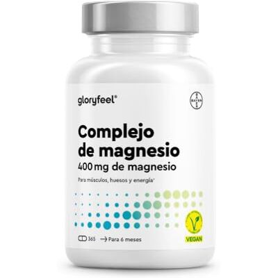 Gloryfeel Complexo de Magnésio 400mg 365 Cápsulas Premium 5-em-1: Bisglicinato, Citrato, Óxido, Malato e Ascorbato Magnésio Elemental, bioativo Alta Dose Comprovado em laboratório e sem Aditivos Gloryfeel Complexo de Magnésio 400mg 365 Cápsulas Premium 5-em-1: Bisglicinato, Citrato, Óxido, Malato e Ascorbato Magnésio Elemental, bioativo Alta Dose Comprovado em laboratório e sem Aditivos