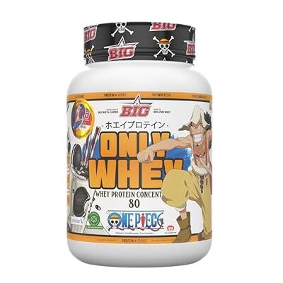 BIG Proteínas Whey ONE PIECE Edição Exclusiva com 12 Tazos Colecionáveis. Matéria-Prima Premium. Whey Protein para Massa Muscular. Sem Lactose (1Kg, Cookies & Cream & Blackmax cookie powder) BIG Proteínas Whey ONE PIECE Edição Exclusiva com 12 Tazos Colecionáveis. Matéria-Prima Premium. Whey Protein para Massa Muscular. Sem Lactose (1Kg, Cookies & Cream & Blackmax cookie powder)