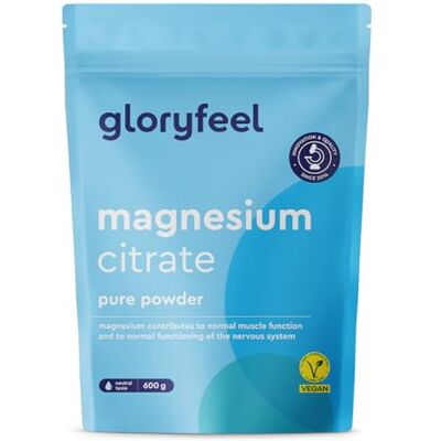 Gloryfeel Citrato de magnésio em pó 600 g = 500 porções 400 mg de magnésio por dose diária para músculos, nervos e equilíbrio eletrolítico fácil de dosar e dissolver para atletas Gloryfeel Citrato de magnésio em pó 600 g = 500 porções 400 mg de magnésio por dose diária para músculos, nervos e equilíbrio eletrolítico fácil de dosar e dissolver para atletas