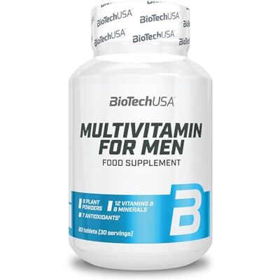 BioTechUSA Multivitamin For Men Apoio integral para homens ativos, 38 substâncias ativas, suporte energético, imunológico e muscular, defesa antioxidante, 60 comprimidos 38 principios activos Con 7 extractos vegetales, aminoácidos y L-carnitina Apoy BioTechUSA Multivitamin For Men Apoio integral para homens ativos, 38 substâncias ativas, suporte energético, imunológico e muscular, defesa antioxidante, 60 comprimidos 38 principios activos Con 7 extractos vegetales, aminoácidos y L-carnitina Apoy