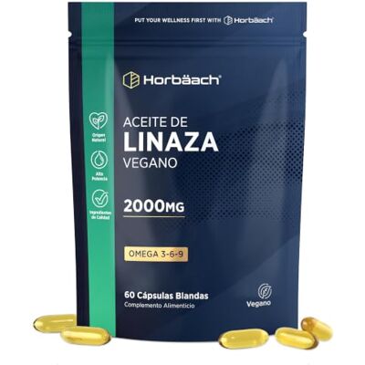 Horbäach Óleo de linhaça 2000 mg vegan ômega 3 6 9 prensado a frio 60 cápsulas lisas óleo de linho, Linoleico Linseed Oil Horbaach Horbäach Óleo de linhaça 2000 mg vegan ômega 3 6 9 prensado a frio 60 cápsulas lisas óleo de linho, Linoleico Linseed Oil Horbaach