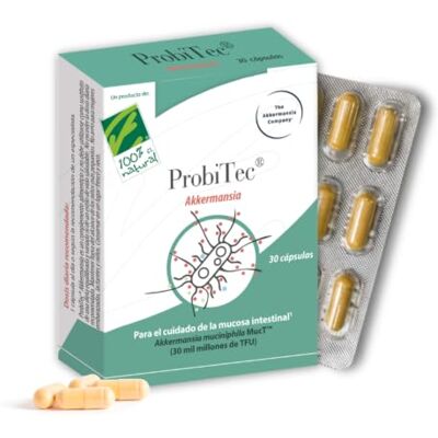 un producto de 100 % natural sl ProbiTec® Akkermansia Muciniphila Pós-biótico 30 mil milhões de TFU por cápsula Apoio à barreira e mucosa intestinal Favorece equilíbrio digestivo Alta concentração 30 Caps. 100% natural un producto de 100 % natural sl ProbiTec® Akkermansia Muciniphila Pós-biótico 30 mil milhões de TFU por cápsula Apoio à barreira e mucosa intestinal Favorece equilíbrio digestivo Alta concentração 30 Caps. 100% natural