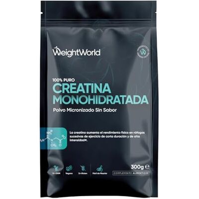 WeightWorld Creatina mono-hidratada em pó 300 g para 100 dias 100% puro, fator de malha 200, 100% monohidrato de creatina micronizada sem sabor, adequado para veganos, colher incluída, sem OGM ou glúten WeightWorld Creatina mono-hidratada em pó 300 g para 100 dias 100% puro, fator de malha 200, 100% monohidrato de creatina micronizada sem sabor, adequado para veganos, colher incluída, sem OGM ou glúten