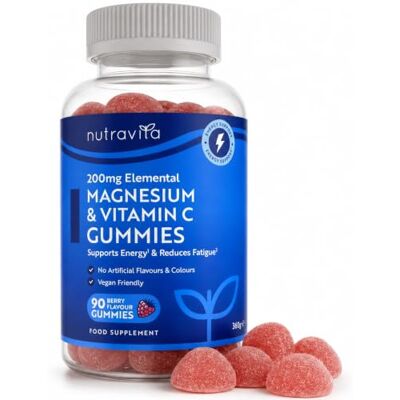 Nutravita Gominolas Citrato de magnésio com Vit C Veganas 2136 mg citrato com 200 mg Mg. O magnésio contribui para o metabolismo energético normal e reduz a fadiga e a fadiga Nutravita Gominolas Citrato de magnésio com Vit C Veganas 2136 mg citrato com 200 mg Mg. O magnésio contribui para o metabolismo energético normal e reduz a fadiga e a fadiga