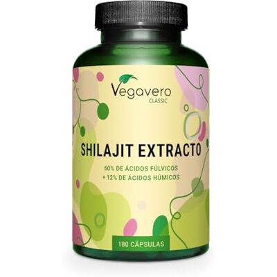 Vegavero Shilajit Puro 1,300 Dose mais alta 180 cápsulas, 60% ácido fúvico e 12% ácidos húmidos, milho do Himalaia, sem aditivos, Vegavero Shilajit Puro 1,300 Dose mais alta 180 cápsulas, 60% ácido fúvico e 12% ácidos húmidos, milho do Himalaia, sem aditivos,
