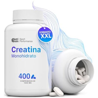 NUTRIBRAIN Creatina Monohidratada 3000 mg – 400 comp Melhora Força, Massa Muscular, Resistência, Recuperação, Energia e Agilidade Mental Vegano, Sem Glúten, Não OGM Para Homem e Mulher NUTRIBRAIN Creatina Monohidratada 3000 mg – 400 comp Melhora Força, Massa Muscular, Resistência, Recuperação, Energia e Agilidade Mental Vegano, Sem Glúten, Não OGM Para Homem e Mulher